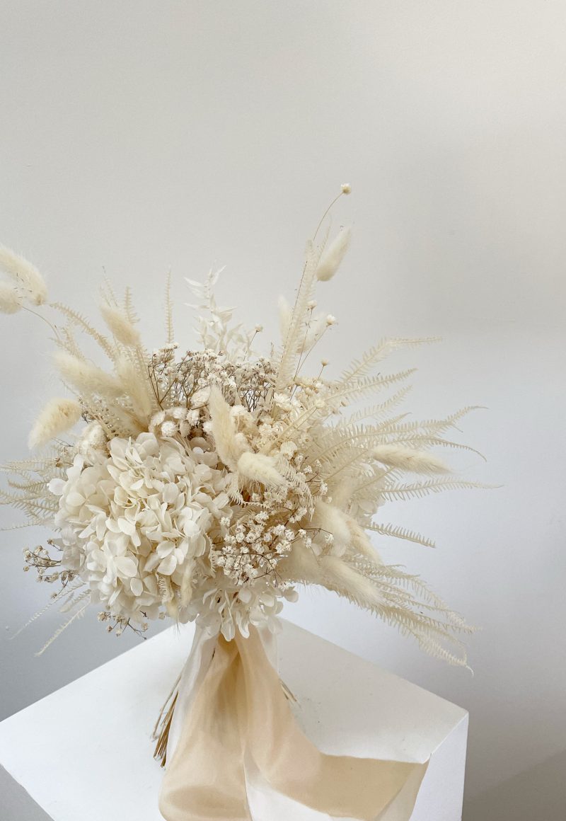 Stardust White Dried Flower Bridesmaids Bouquet